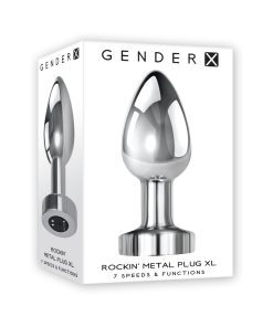 Gender X Rockin' Metal Plug Xl Rechargeable Vibrating Anal Plug Aluminum Silver