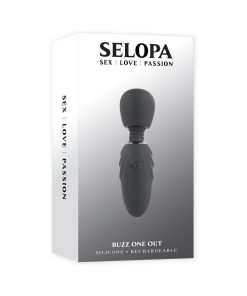 Selopa Buzz One Out Rechargeable Silicone Mini Wand Vibrator Black