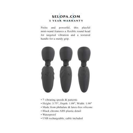 Selopa Buzz One Out Rechargeable Silicone Mini Wand Vibrator Black - Image 8