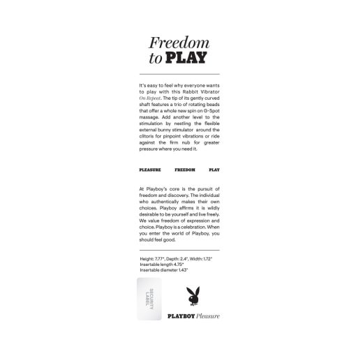 Playboy On Repeat Rechargeable Silicone Rotating Rabbit Vibrator Purple - Image 10