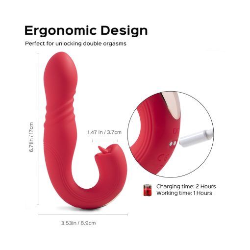 Honey Play Box Joi Thrust App Controlled Thrusting G-Spot Vibrator & Tongue Clit Licker Red - Image 2