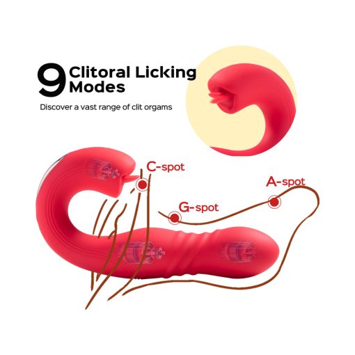 Honey Play Box Joi Thrust App Controlled Thrusting G-Spot Vibrator & Tongue Clit Licker Red - Image 3