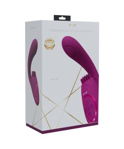 Vive Gen Rechargeable Triple Motor G-Spot Vibrator With Pulse Wave And Vibrating Bristles Pink