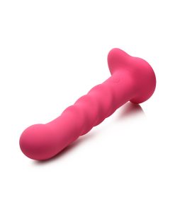 Simply Sweet 21X Vibrating Ribbed Silicone Dildo W/ Remote Pink