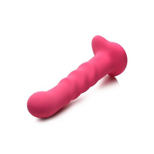 Simply Sweet 21X Vibrating Ribbed Silicone Dildo W/ Remote Pink - Image 3