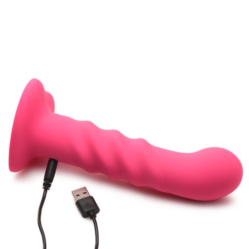 Simply Sweet 21X Vibrating Ribbed Silicone Dildo W/ Remote Pink - Image 4