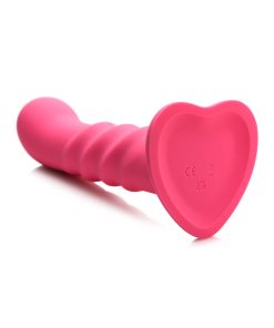 Simply Sweet 21X Vibrating Ribbed Silicone Dildo W/ Remote Pink
