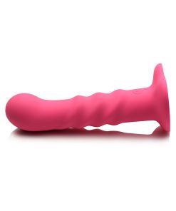 Simply Sweet 21X Vibrating Ribbed Silicone Dildo W/ Remote Pink