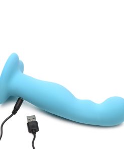 Simply Sweet 21X Vibrating Thick Silicone Dildo W/ Remote Blue