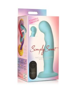 Simply Sweet 21X Vibrating Thick Silicone Dildo W/ Remote Blue