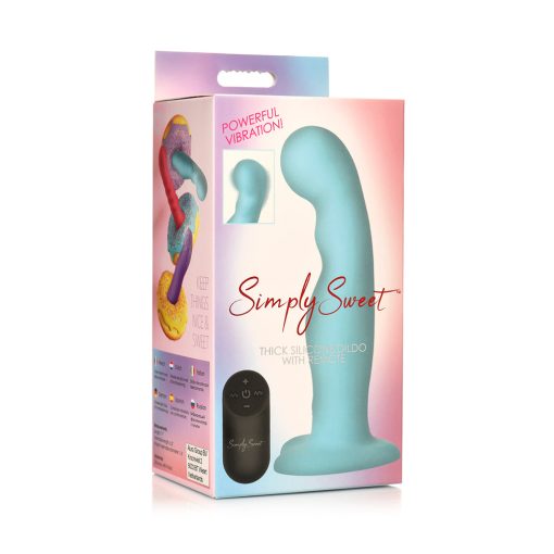 Simply Sweet 21X Vibrating Thick Silicone Dildo W/ Remote Blue - Image 7