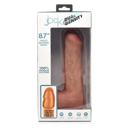 Jock Uncut 8.7 In. Dual Density Silicone Dildo With Balls Light - Image 12