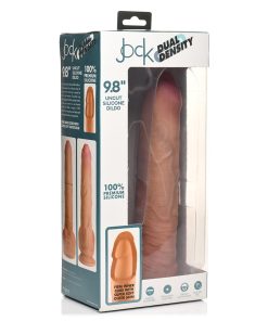 Jock Uncut 9.8 In. Dual Density Silicone Dildo With Balls Light