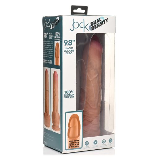 Jock Uncut 9.8 In. Dual Density Silicone Dildo With Balls Light - Image 12