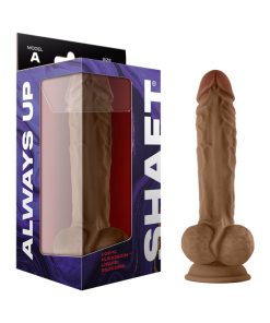 Shaft Model A: 10.5 In. Dual Density Silicone Dildo With Balls Oak