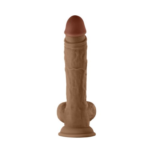 Shaft Model A: 10.5 In. Dual Density Silicone Dildo With Balls Oak - Image 4