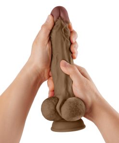Shaft Model A: 10.5 In. Dual Density Silicone Dildo With Balls Oak