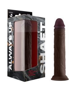 Shaft Model J: 9.5 In. Dual Density Silicone Dildo Mahogany