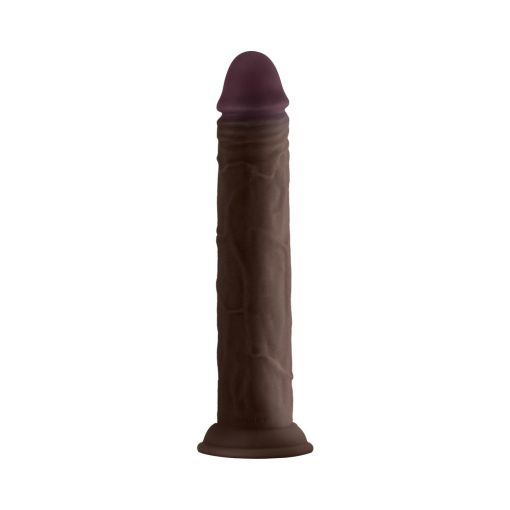 Shaft Model J: 9.5 In. Dual Density Silicone Dildo Mahogany - Image 2