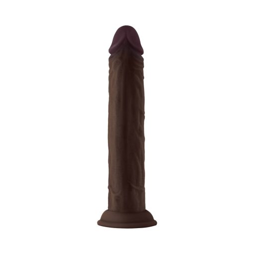 Shaft Model J: 9.5 In. Dual Density Silicone Dildo Mahogany - Image 4