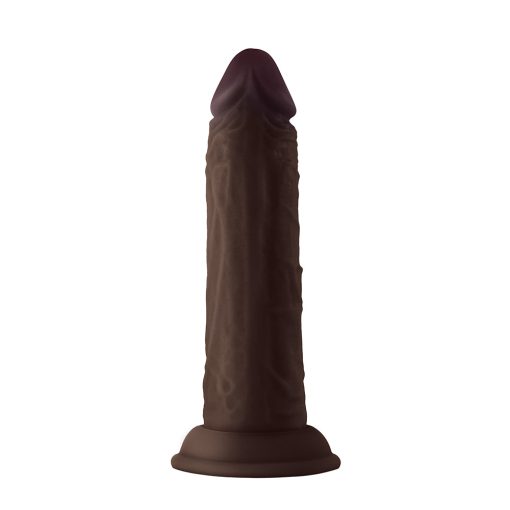 Shaft Model J: 5.5 In. Dual Density Silicone Dildo Mahogany - Image 4