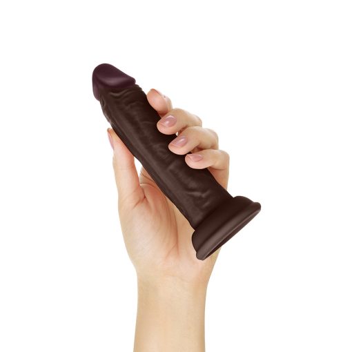 Shaft Model J: 5.5 In. Dual Density Silicone Dildo Mahogany - Image 5