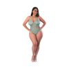 Magic Silk Soft Petals Cut Out Teddy With Snap Crotch Aqua Queen Size