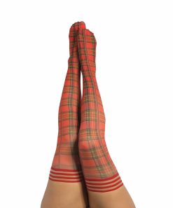 Kixies Grace Plaid Thigh-High Red Size D
