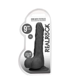 Realrock Skin 9 In. Dildo With Balls Black
