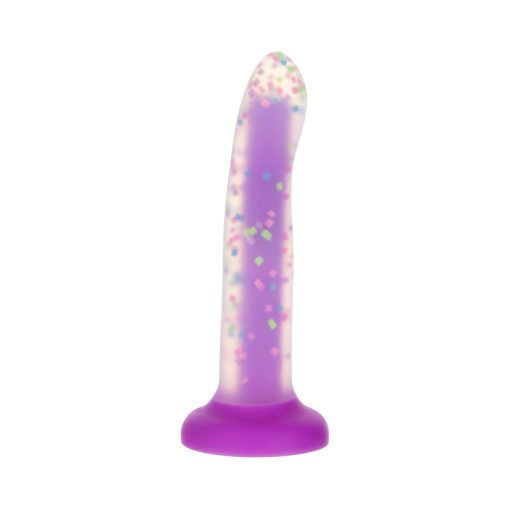 Addiction Rave 8 In. Bendable Glow-In-The-Dark Silicone Dildo Purple Confetti - Image 11