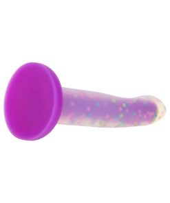 Addiction Rave 8 In. Bendable Glow-In-The-Dark Silicone Dildo Purple Confetti