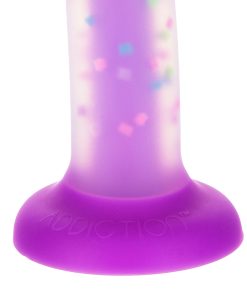 Addiction Rave 8 In. Bendable Glow-In-The-Dark Silicone Dildo Purple Confetti