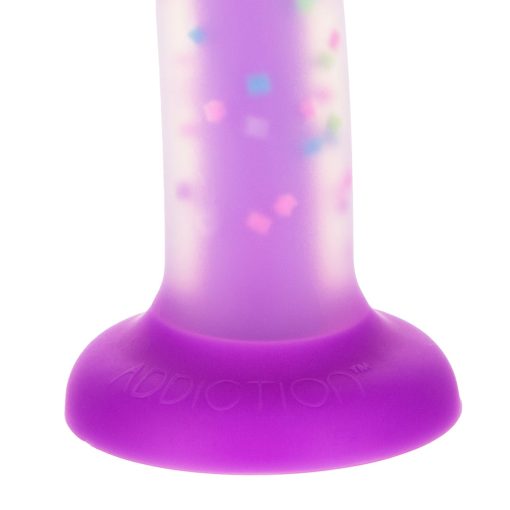 Addiction Rave 8 In. Bendable Glow-In-The-Dark Silicone Dildo Purple Confetti - Image 4