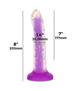 Addiction Rave 8 In. Bendable Glow-In-The-Dark Silicone Dildo Purple Confetti