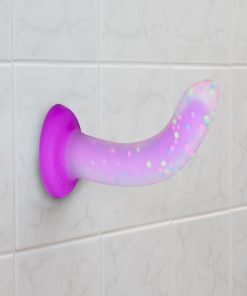 Addiction Rave 8 In. Bendable Glow-In-The-Dark Silicone Dildo Purple Confetti