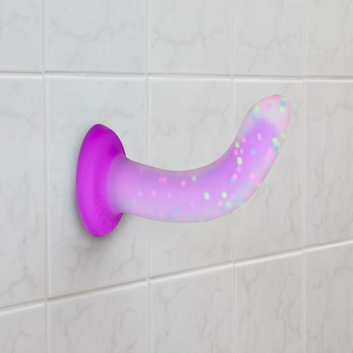 Addiction Rave 8 In. Bendable Glow-In-The-Dark Silicone Dildo Purple Confetti - Image 7