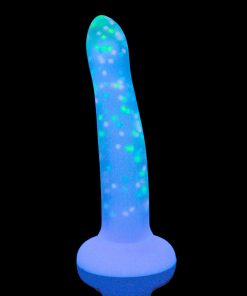 Addiction Rave 8 In. Bendable Glow-In-The-Dark Silicone Dildo Purple Confetti