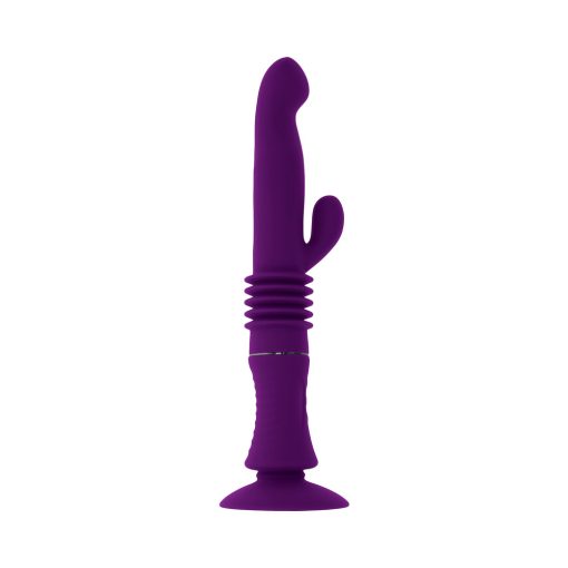 Playboy Hoppy Ending Rechargeable Silicone Thrusting Rabbit Vibrator Acai - Image 3