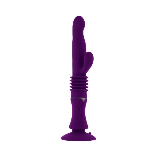 Playboy Hoppy Ending Rechargeable Silicone Thrusting Rabbit Vibrator Acai - Image 5