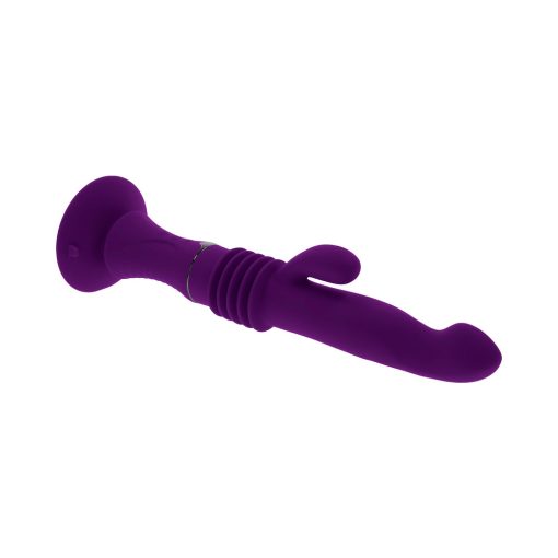 Playboy Hoppy Ending Rechargeable Silicone Thrusting Rabbit Vibrator Acai - Image 7