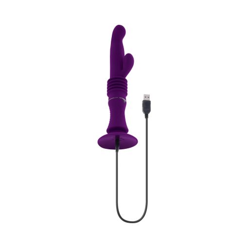 Playboy Hoppy Ending Rechargeable Silicone Thrusting Rabbit Vibrator Acai - Image 8