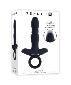 Gender X Slayer Rechargeable Ring Thruster Vibe Silicone Black