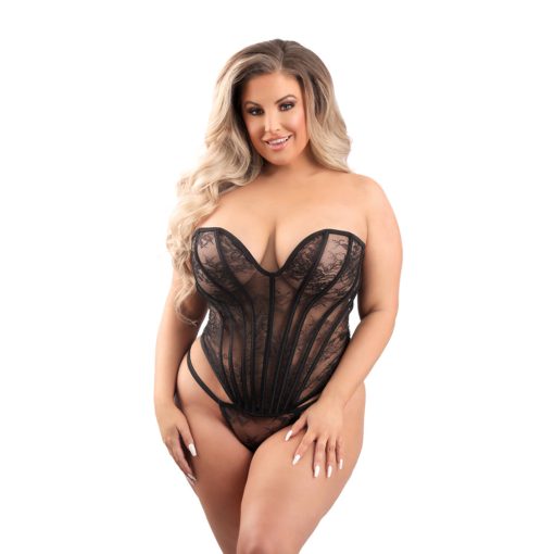 Fantasy Lingerie Floral Lace Sweetheart Neckline Corset With G-String 2Xl