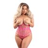 Fantasy Lingerie Underbust Corset With Lurex Detail And G-String Hot Pink Xl