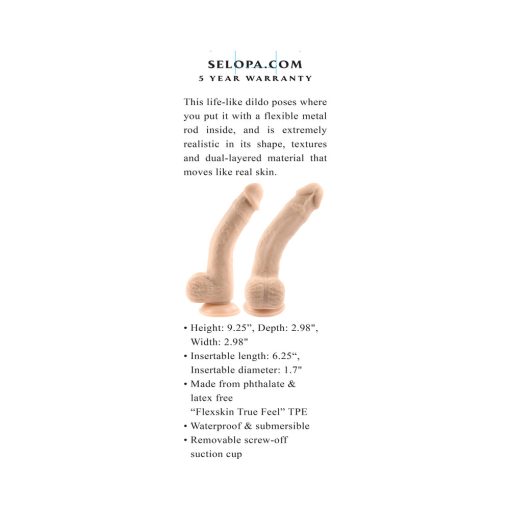 Selopa Natural Feel Flexskin Bendable Dildo With Moving Material 7 In. Light - Image 11
