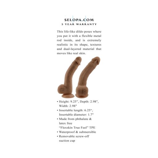 Selopa Natural Feel Flexskin Bendable Dildo With Moving Material 7 In. Dark - Image 11
