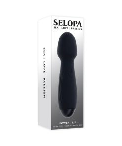 Selopa Power Trip Rechargeable Vibrating Wand Silicone Black