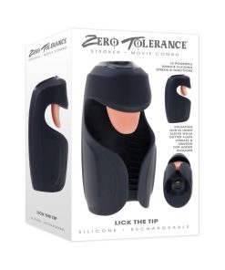 Zero Tolerance Lick The Tip Rechargeable Vibrating Thumping Stroker Silicone Black