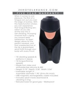 Zero Tolerance Lick The Tip Rechargeable Vibrating Thumping Stroker Silicone Black