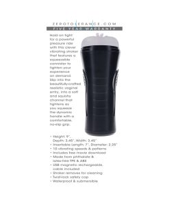 Zero Tolerance Hold Tight Rechargeable Vibrating Squeezeable Cannister Stroker Tpe Black/Clear